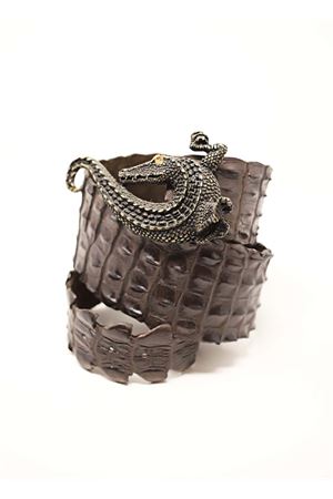 Cintura in coccodrillo marrone Da Costanzo | CINTURACOCCODRILLOJEWELTESTAMORO